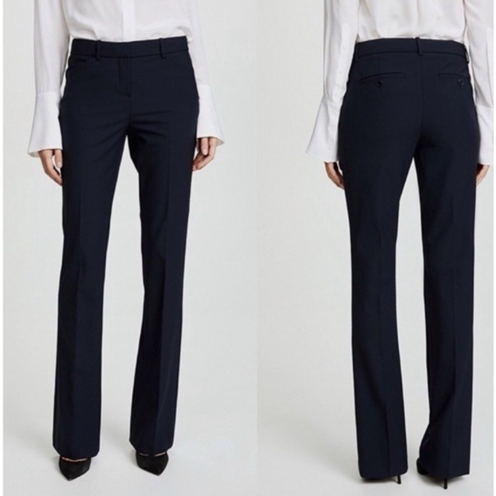 Theory Pants Women's Size 10 Max C3 Sevona Trouser Blue Wool Stretch - Flaw - Picture 16 of 16